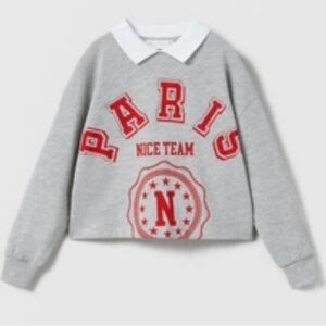 Zara Gray and Red girls crop top.